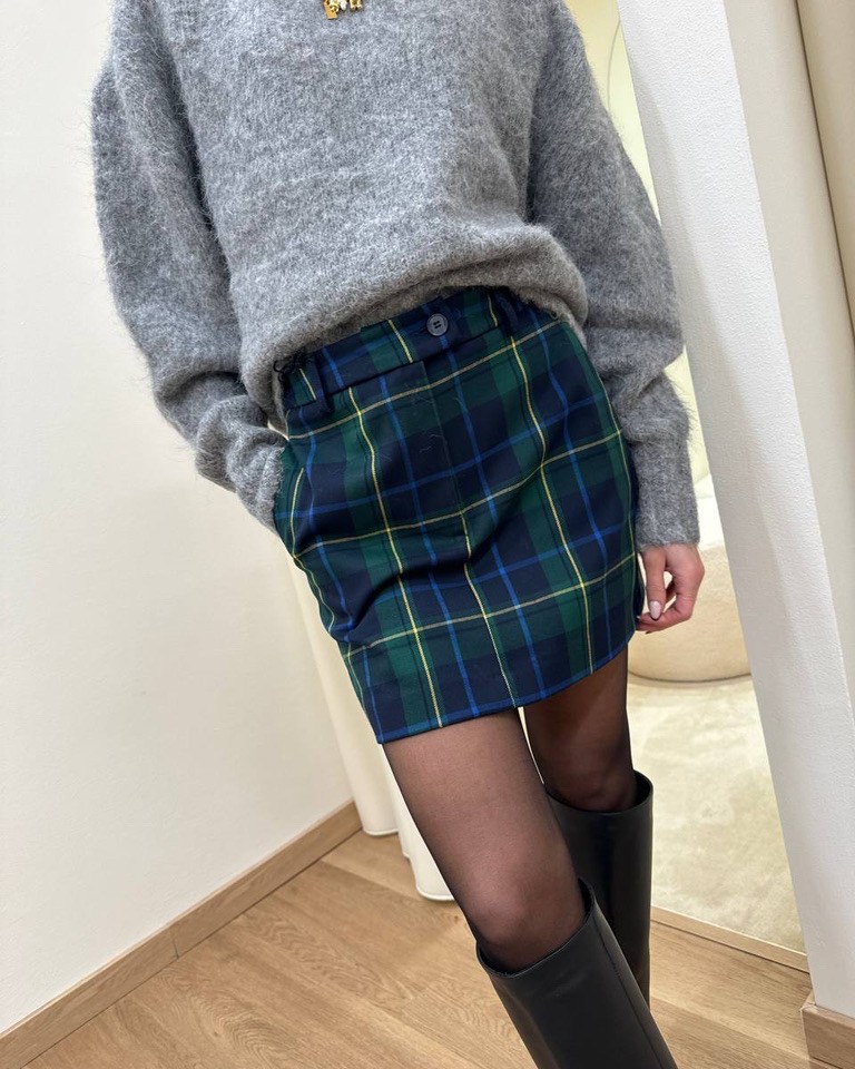 Minigonna check verde Vicolo Shop Online Minigonna check verde Vicolo