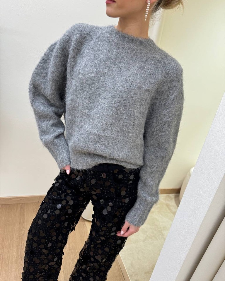 Maglione oversize con alpaca grigio Vicolo Shop Online Maglione oversize con alpaca grigio Vicolo