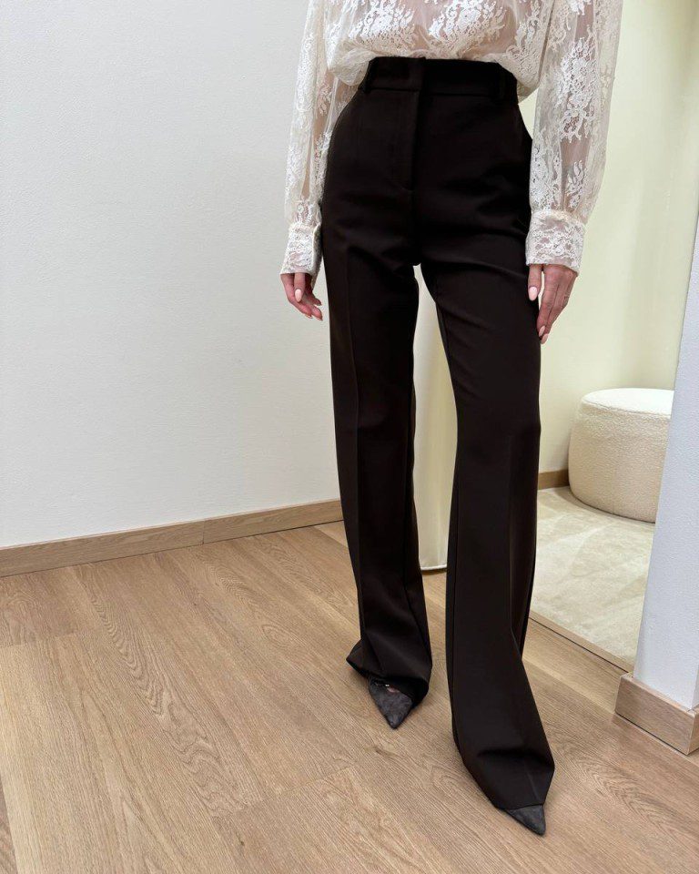 Pantalone flare moro con piega Kontatto Shop Online Pantalone flare moro con piega Kontatto