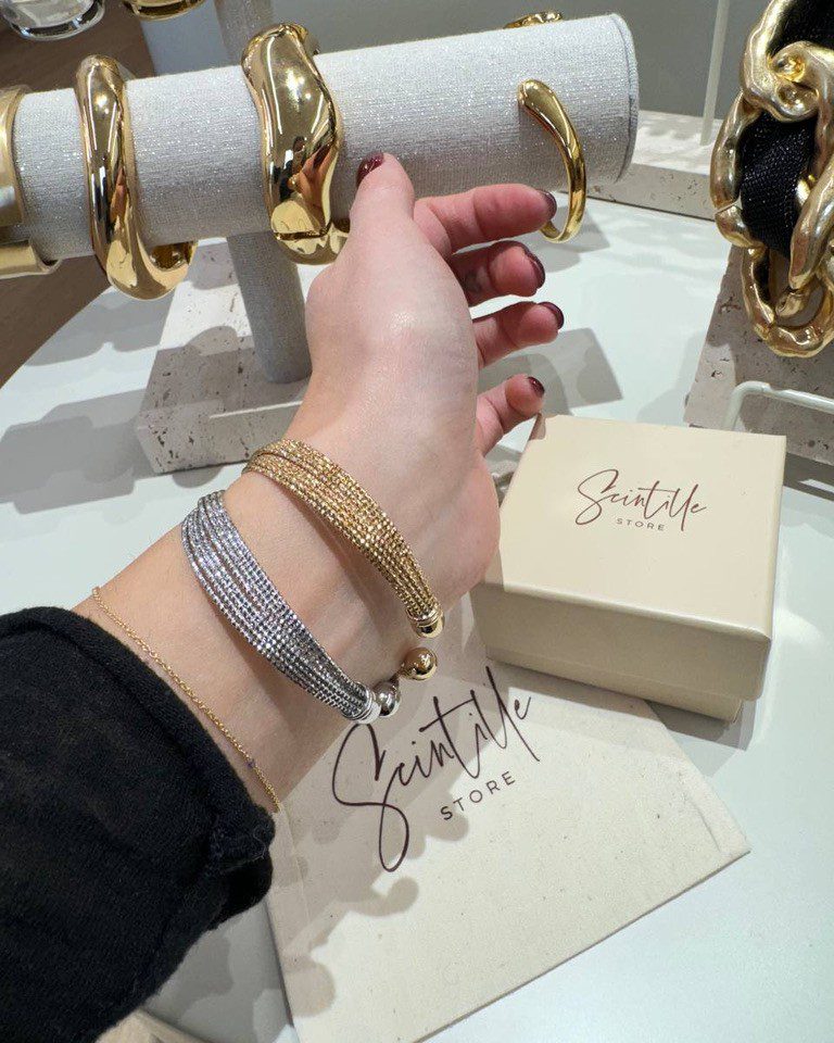 Bracciale ad anelli intrecciati argentato Shop Online Bracciale ad anelli intrecciati argentato