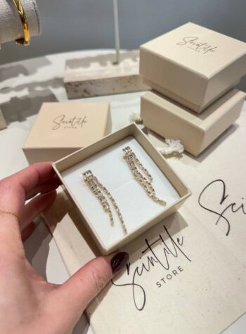 Shop Online Orecchini pendenti con pietre dorati