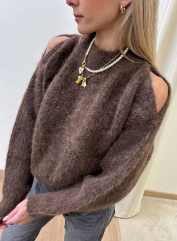 Shop Online Maglione cioccolato con cut out Vicolo