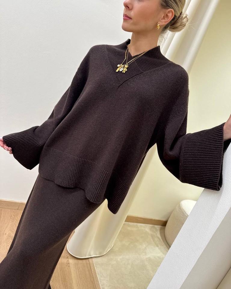 Maxi maglia moro scollo a V Vicolo Shop Online Maxi maglia moro scollo a V Vicolo