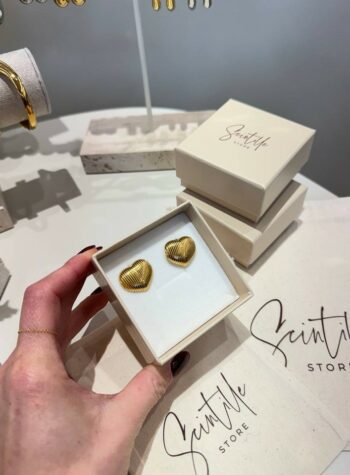 Shop Online Orecchini a bottone dorati cuore