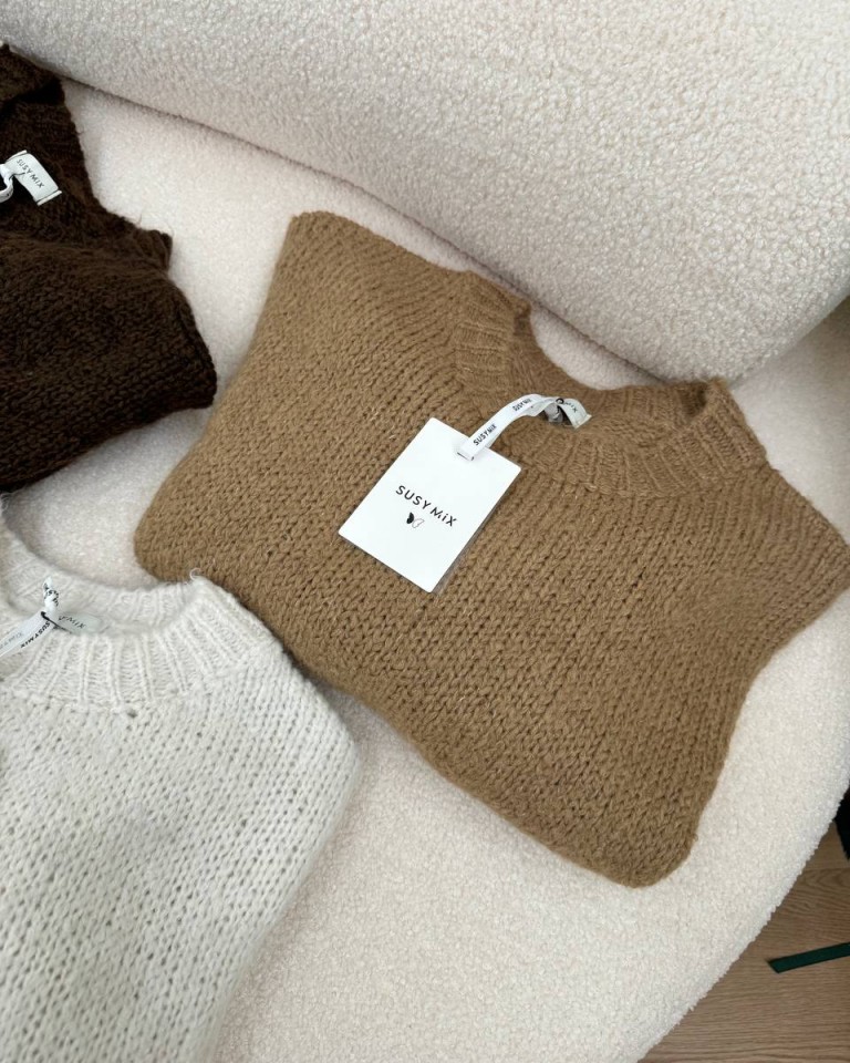 Maglione over girocollo cammello Susy Mix Shop Online Maglione over girocollo cammello Susy Mix