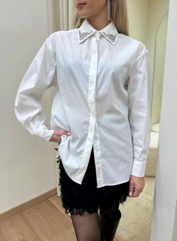 Shop Online Camicia bianca con strass colletto Kontatto