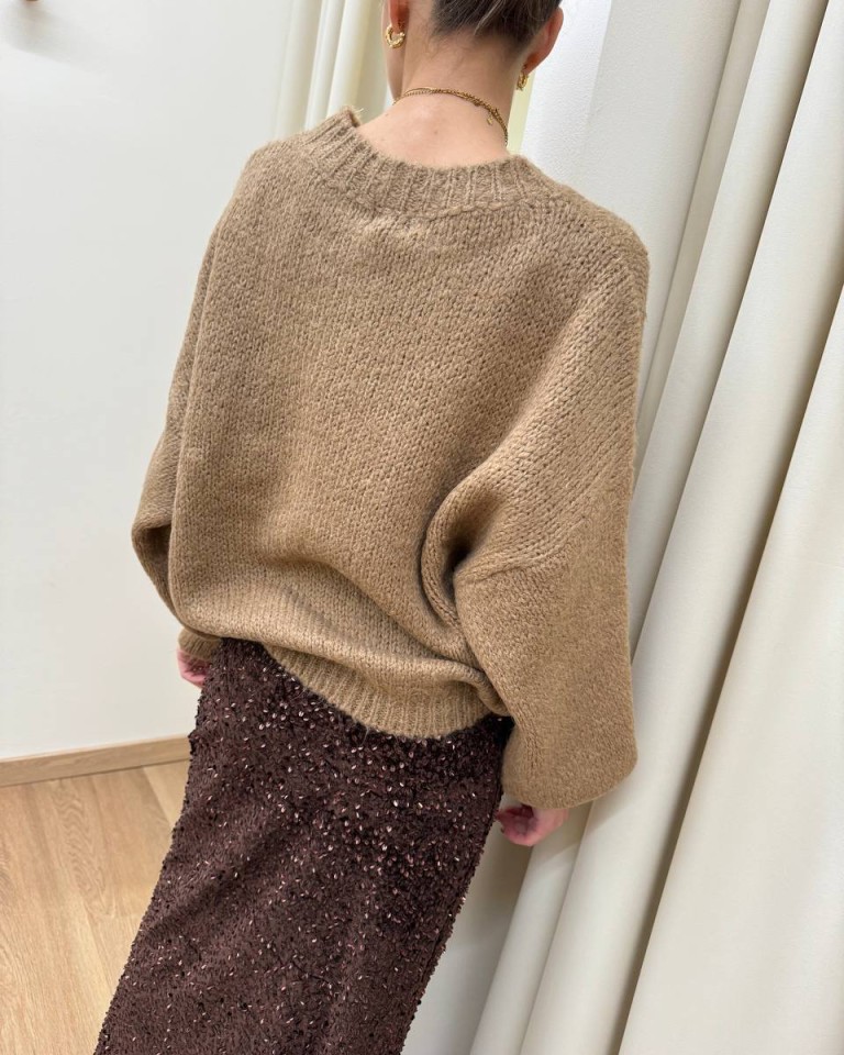 Maglione over girocollo cammello Susy Mix Shop Online Maglione over girocollo cammello Susy Mix