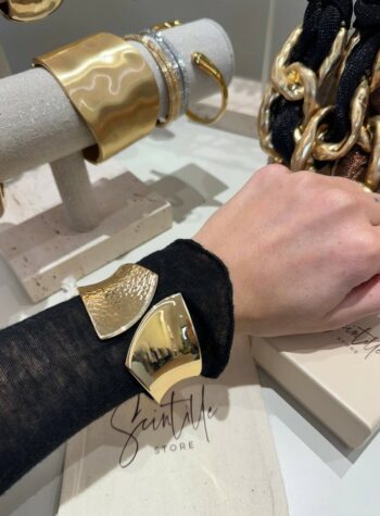 Shop Online Bracciale a fascia asimmetrico dorato