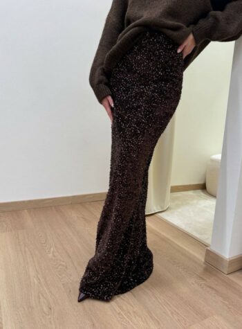 Gonna sirena in velluto e paillettes moro Susy Mix Shop Online Gonna sirena in velluto e paillettes moro Susy Mix