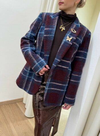 Blazer check blu e bordeaux spille Susy Mix Shop Online Blazer check blu e bordeaux spille Susy Mix