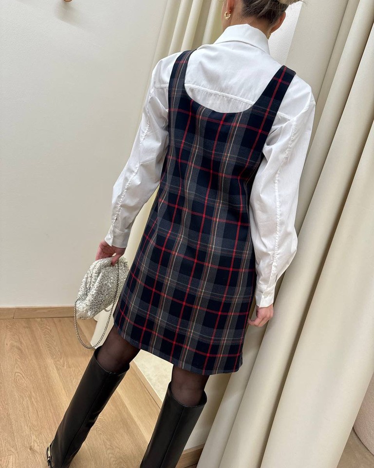 Abito corto check grigio Vicolo Shop Online Abito corto check grigio Vicolo