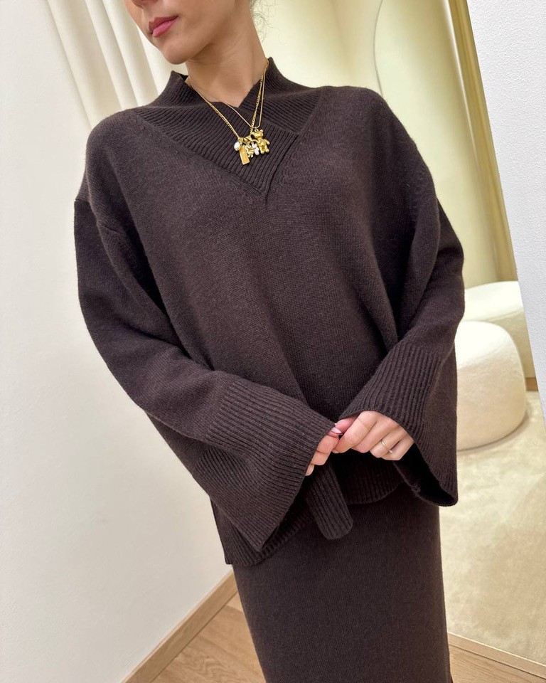 Maxi maglia moro scollo a V Vicolo Shop Online Maxi maglia moro scollo a V Vicolo