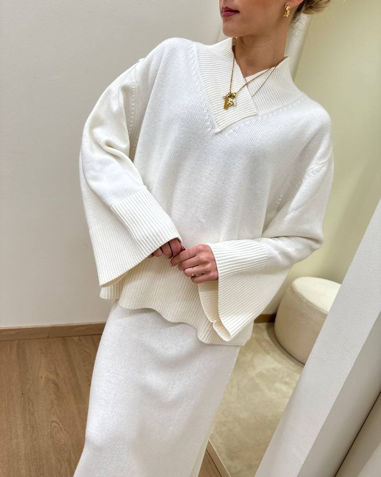 Maxi maglia burro scollo a V Vicolo Shop Online Maxi maglia burro scollo a V Vicolo