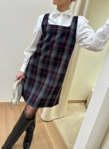 Shop Online Abito corto check grigio Vicolo