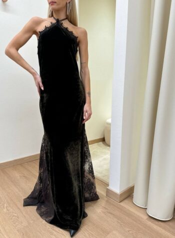 Shop Online Abito lungo moro in velluto e pizzo moro HaveOne