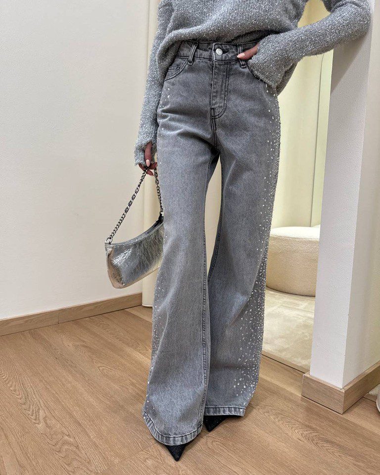 Jeans Tokyo grigio chiaro con cabochon HaveOne Shop Online Jeans Tokyo grigio chiaro con cabochon HaveOne