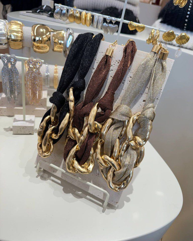 Collana intrecciata champagne e oro Shop Online Collana intrecciata champagne e oro