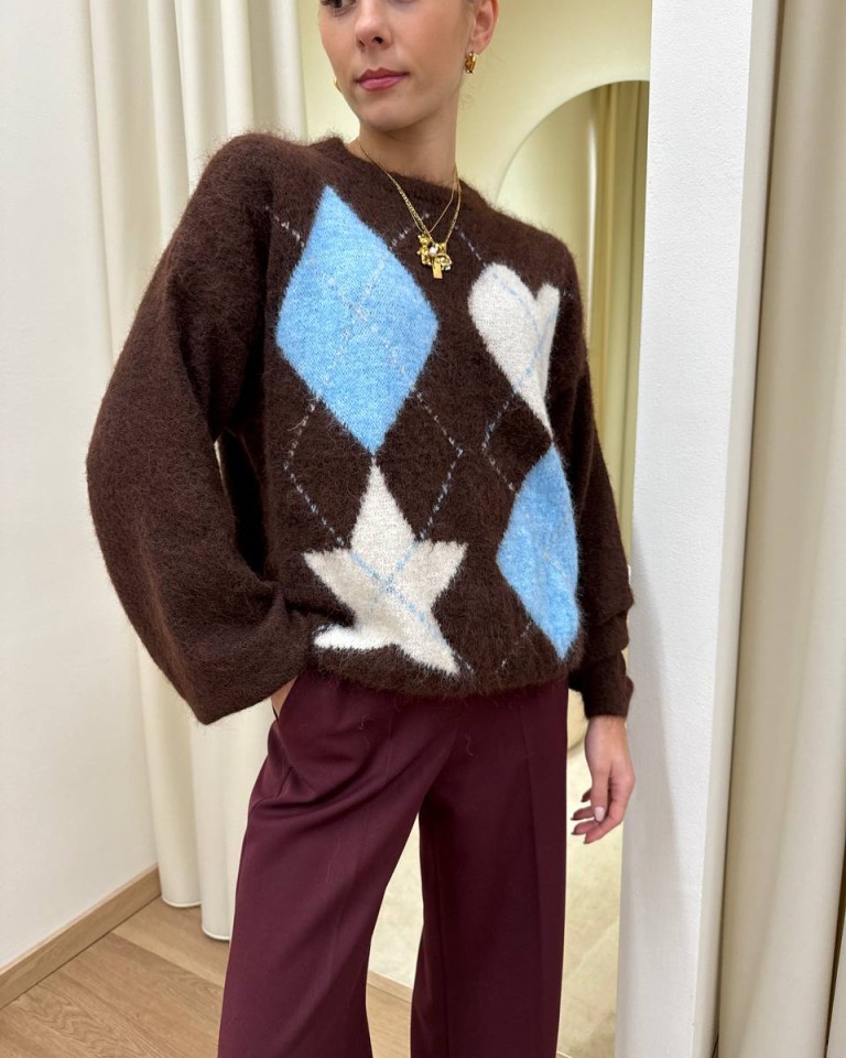 Maglia intarsio cuore stella moro Susy Mix Shop Online Maglia intarsio cuore stella moro Susy Mix