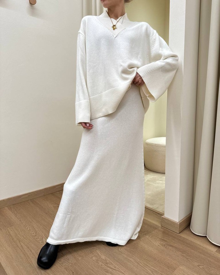 Maxi maglia burro scollo a V Vicolo Shop Online Maxi maglia burro scollo a V Vicolo