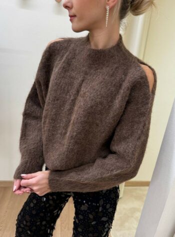 Shop Online Maglione cioccolato con cut out Vicolo