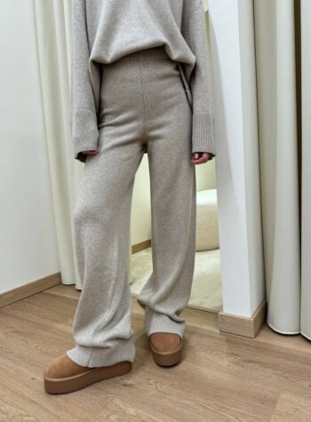 Shop Online Pantalone palazzo in maglia tortora Vicolo