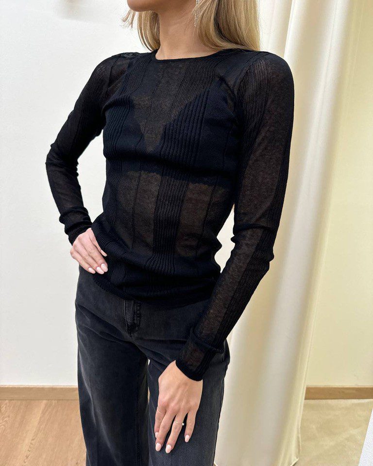 Maglietta nera girocollo semitrasparente con bralette pizzo Vicolo Shop Online Maglietta nera girocollo semitrasparente con bralette pizzo Vicolo