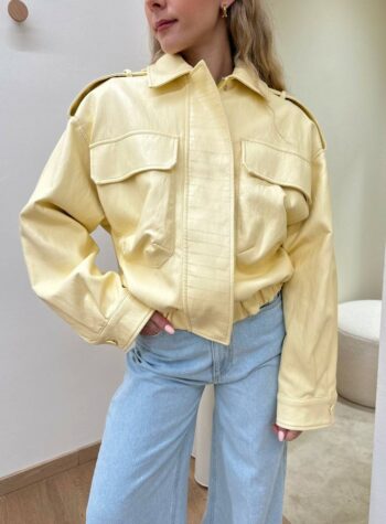 Shop Online Bomber ecopelle giallo pastello Vicolo