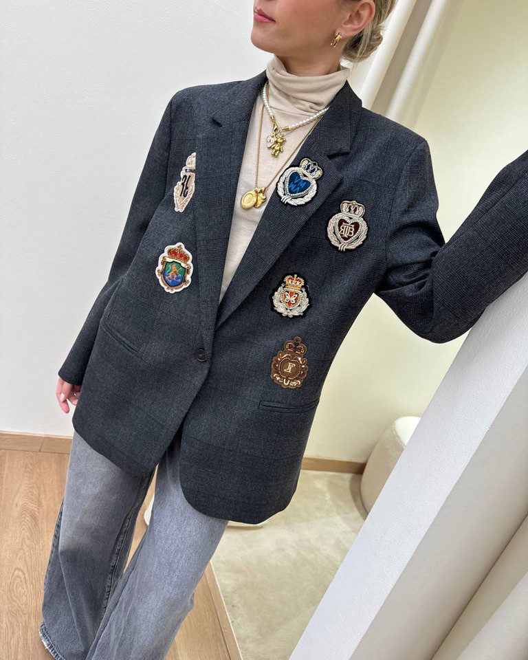 Blazer oversize antracite con patch Vicolo Shop Online Blazer oversize antracite con patch Vicolo
