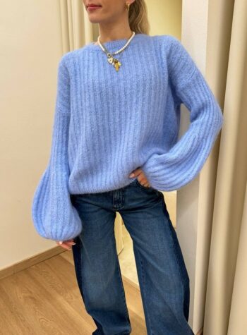 Shop Online Maglione manica a sbuffo celeste Souvenir