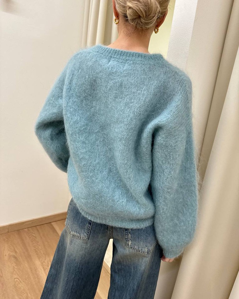 Cardigan in mohair bottoni gioiello salvia Vicolo Shop Online Cardigan in mohair bottoni gioiello salvia Vicolo