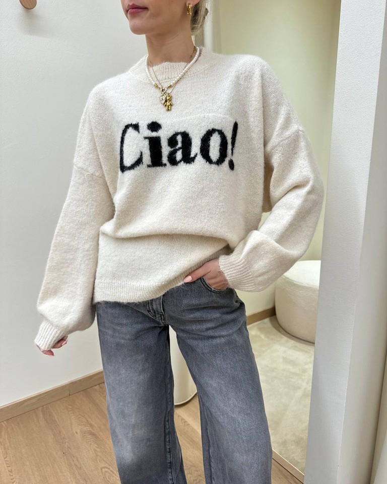 Maglione burro scritta "Ciao" Susy Mix Shop Online Maglione burro scritta "Ciao" Susy Mix