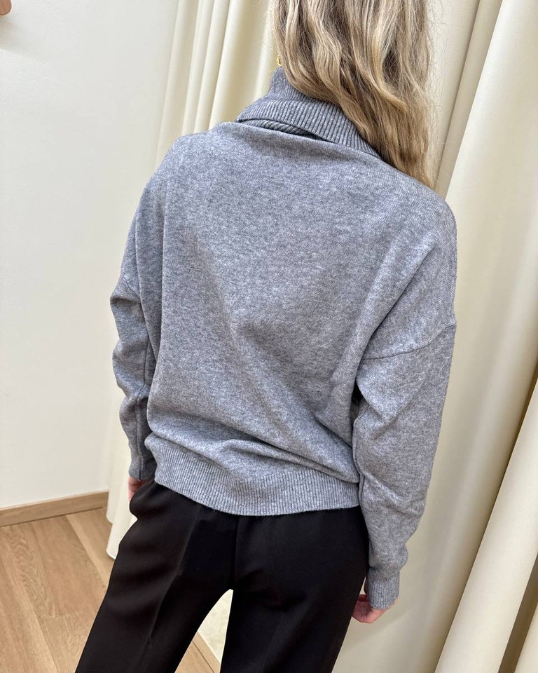 Maglia over collo ciambella grigio melange Susy Mix Shop Online Maglia over collo ciambella grigio melange Susy Mix