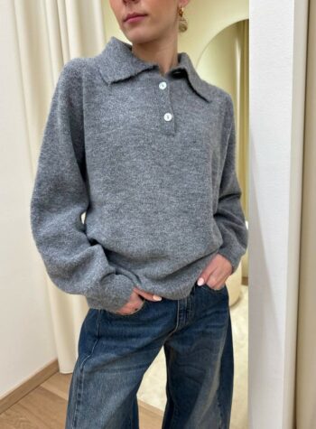 Shop Online Maglia polo con lana grigia HaveOne