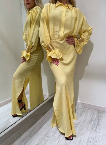 Shop Online Vestito camicia giallo pastello con bracciali HaveOne