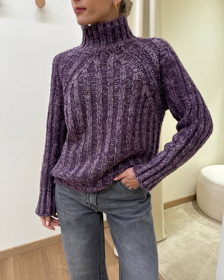 Maglione a scatoletta melange melanzana Susy Mix Shop Online Maglione a scatoletta melange melanzana Susy Mix