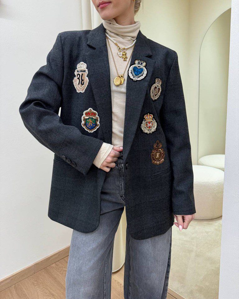 Blazer oversize antracite con patch Vicolo Shop Online Blazer oversize antracite con patch Vicolo