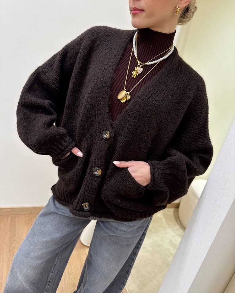 Cardigan over in maglia moro HaveOne Shop Online Cardigan over in maglia moro HaveOne