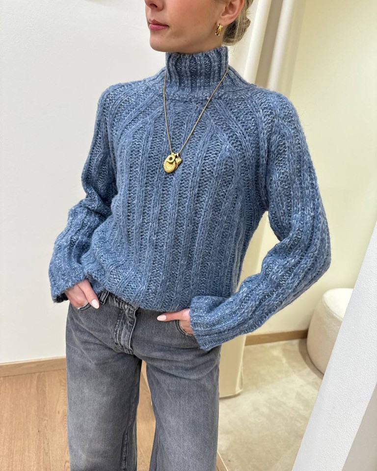 Maglione a scatoletta melange jeans Susy Mix Shop Online Maglione a scatoletta melange jeans Susy Mix