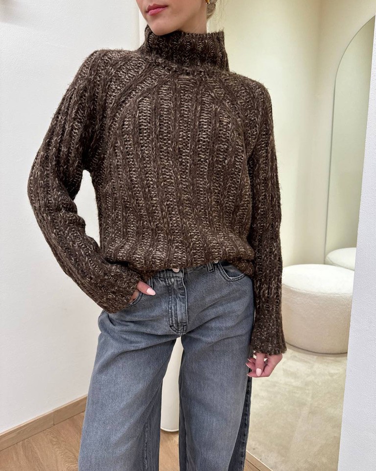 Maglione a scatoletta melange moro Susy Mix Shop Online Maglione a scatoletta melange moro Susy Mix