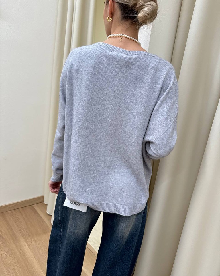 Maglia over girocollo grigio melange HaveOne Shop Online Maglia over girocollo grigio melange HaveOne