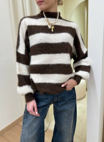 Shop Online Maglione a righe panna e moro HaveOne