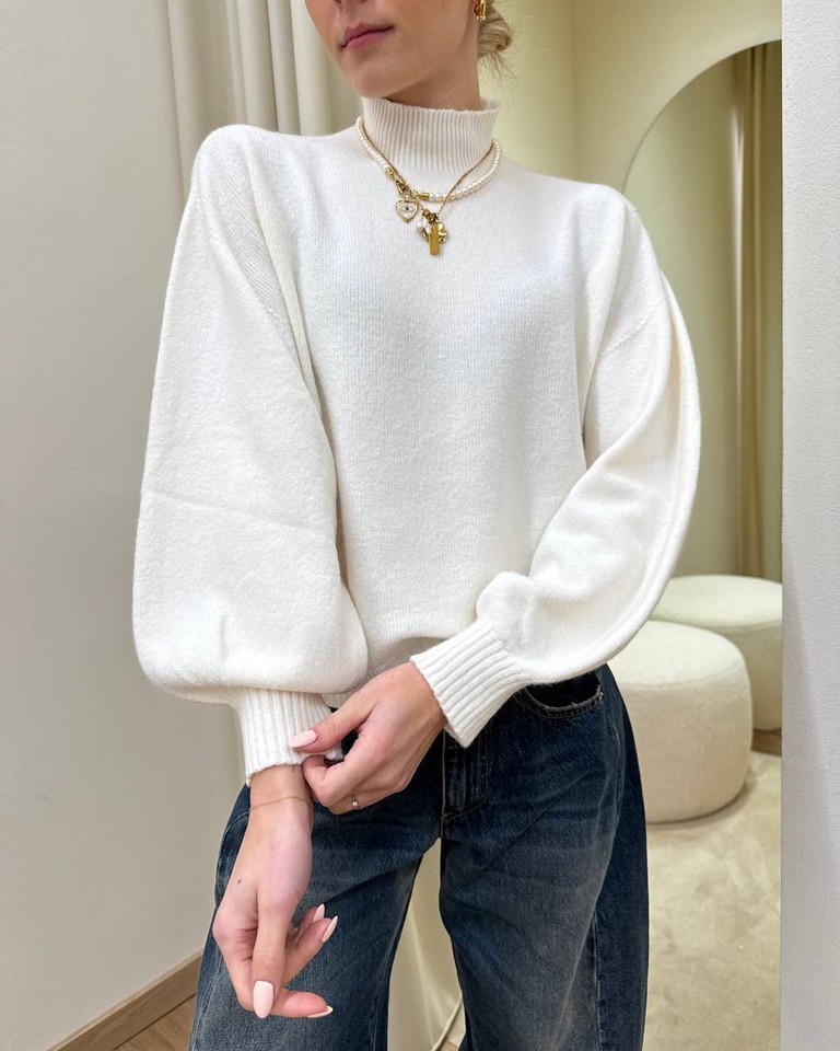 Maglia over collo alto burro HaveOne Shop Online Maglia over collo alto burro HaveOne