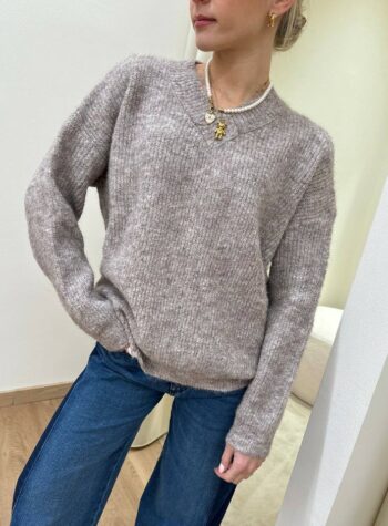 Shop Online Maglione maglia inglese tortora melange Susy Mix