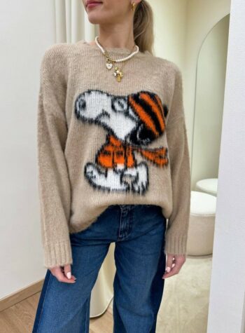 Shop Online Maglione over beige Snoopy Souvenir