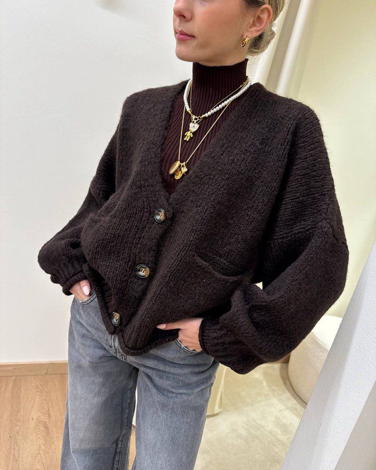 Cardigan over in maglia moro HaveOne Shop Online Cardigan over in maglia moro HaveOne