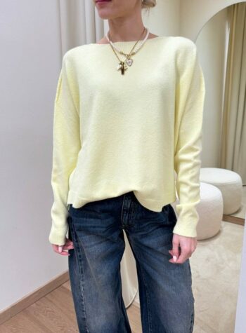 Shop Online Maglia over girocollo giallo pastello HaveOne