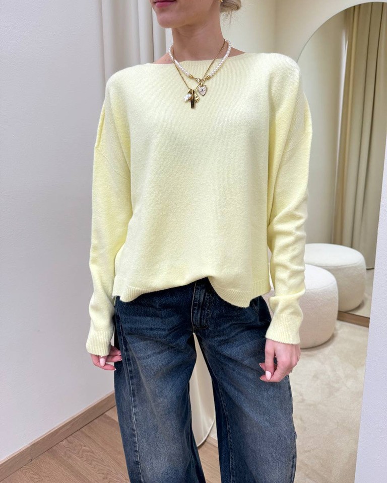 Maglia over girocollo giallo pastello HaveOne Shop Online Maglia over girocollo giallo pastello HaveOne