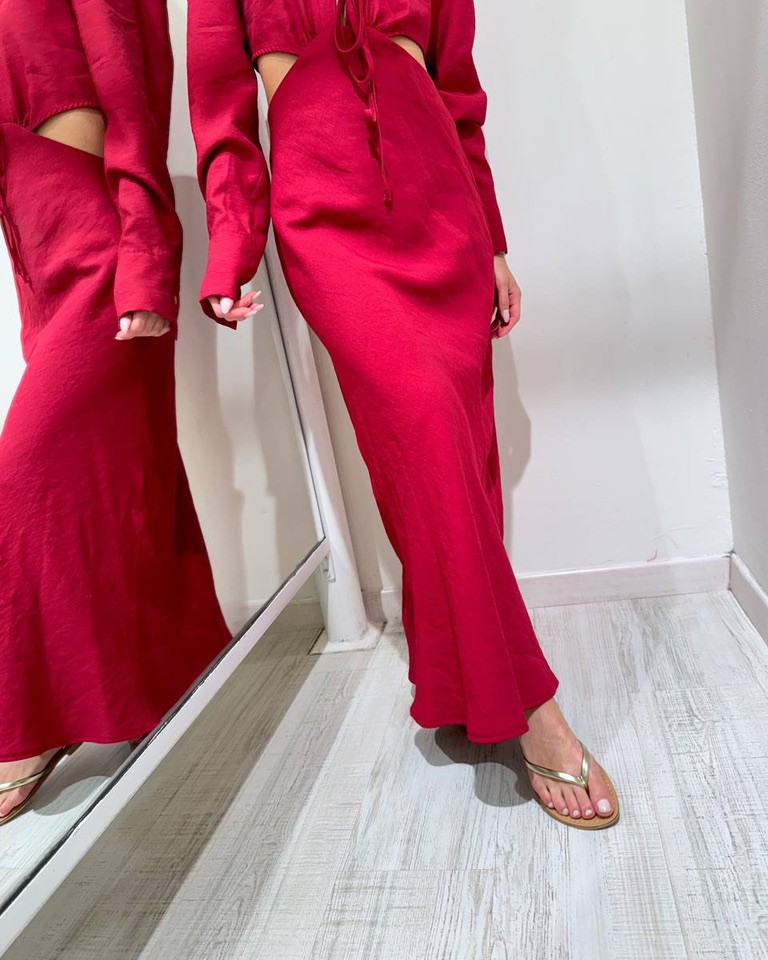 Vestito camicia lungo rosso HaveOne Shop Online Vestito camicia lungo rosso HaveOne