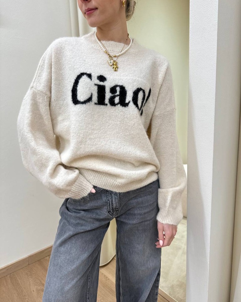 Maglione burro scritta "Ciao" Susy Mix Shop Online Maglione burro scritta "Ciao" Susy Mix