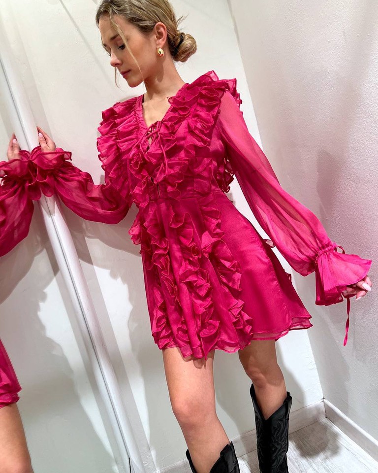 Vestito Jade con rouches fucsia Odì Odì Shop Online Vestito Jade con rouches fucsia Odì Odì